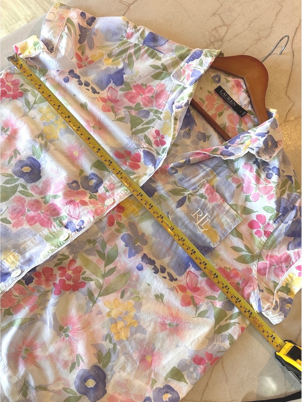 Lauren Ralph Lauren Black Label Short 2-Piece Pajama Set Floral Women’s Large - Picture 11 of 15